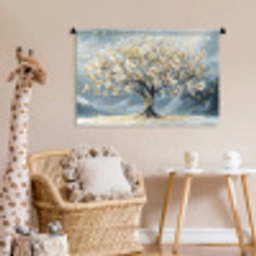 Boom - Winter - Levensboom - Modern - Goud Wandkleed katoen middel -wsfeer5_kind