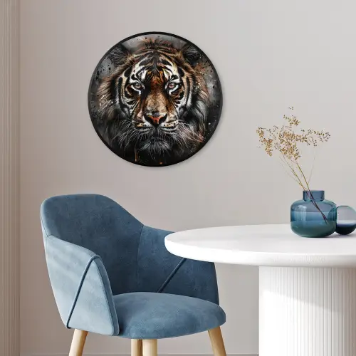 Tijger - Dieren - Portret - Luxe - Zwart Fotolijst rond zonder passe partout klein -sfeer2
