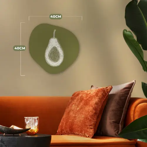 Avocado - Minimalistisch - Illustratie - Groen Wandcirkel Organisch Forex 3mm klein -sfeer3