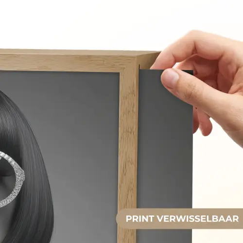 Vrouw - Zwart Wit - Ketting - Zonnebril Light Box met batterij (Wandlamp) middel -USP_websiteprintNL