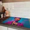 Vrouw - Kauwgom - Zonnebril - Oranje Inductie beschermer vinyl 3mm klein -sfeer3