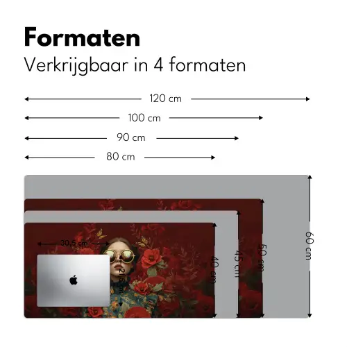 Bloemen - Dieprood - Zonnebril - Vrouw Muismat XXL klein -sfeer5
