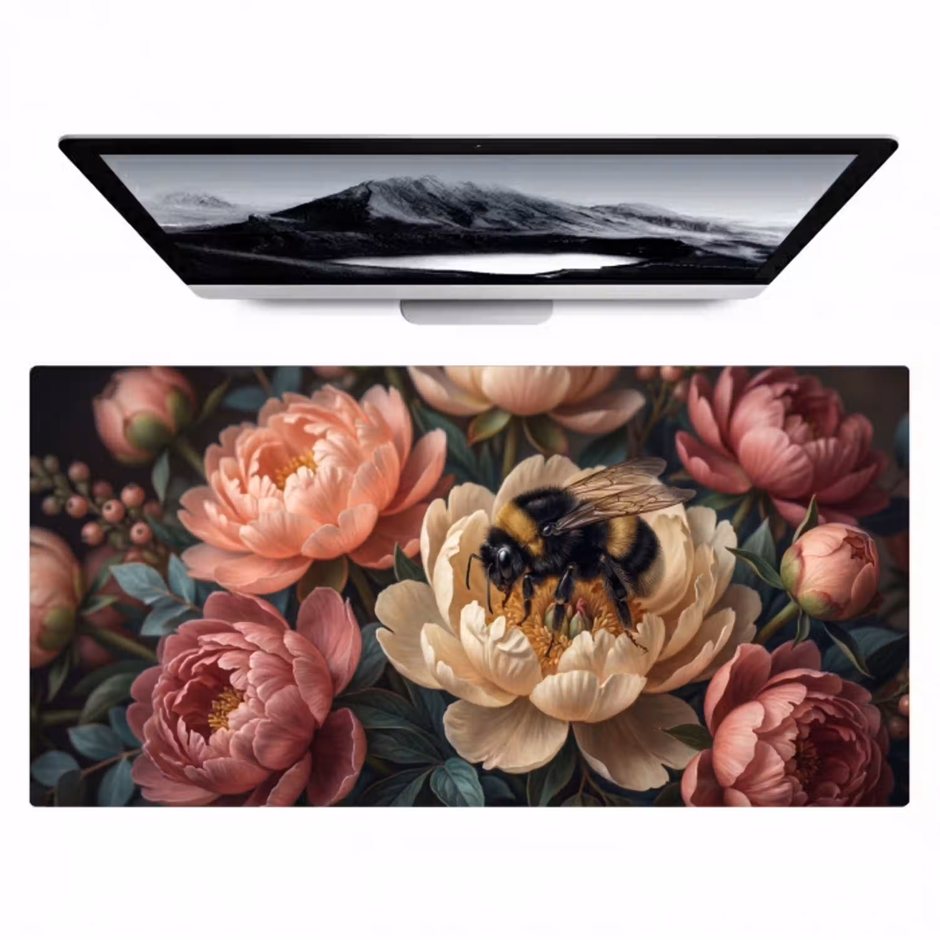 Bloemen - Insect - Natuur - Roze Muismat XXL klein -zzz3d