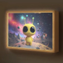 Alien - Ruimte - Geel - Planeten Light Box met batterij (Wandlamp kind) middel -z3d_website