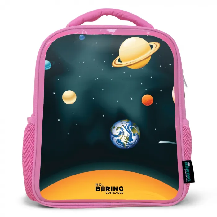 Ruimte met planeten Kinderrugzak - Roze middel -3d