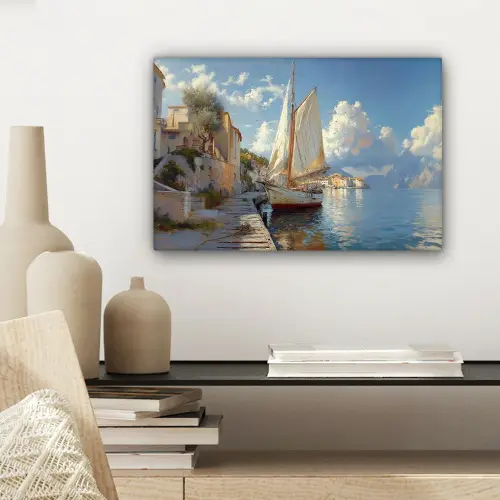 Zeilschip - Huizen - Kade - Zee canvas 2cm klein -sfeer6