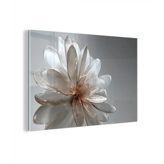 Glas schilderij - Bloem - Wit - Neutraal