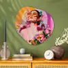 Portret - Vrouw - Abstract - Bloemen Wandcirkel Organisch Plexiglas middel -sfeer2