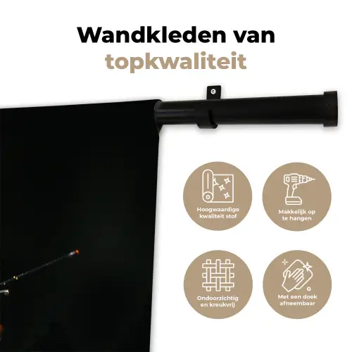 Vlinder - Bloemen - Insect - Portret - Zwart - Oranje Wandkleed katoen klein -sfeer2
