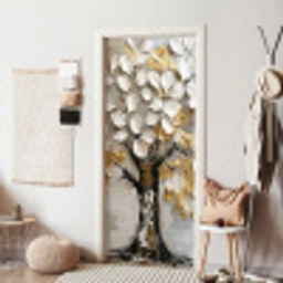 Boom - Beige - Grijs - Goud - Abstract deurposter klein -sfeer6