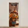 Süßes Tier mit Bauhelm und Namensfeld. deurposter klein -3d_beige
