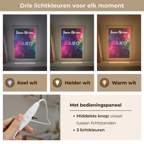 Symbolen - Game - Kleurrijk Light Box met kabel (Kinderlampje) klein -USP_lichtkleurNL