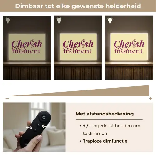 Cherish every moment - Cocktailglas - Geel Light Box met batterij (Wandlamp) middel -USP_dimbaarNL