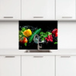 Groente - Splash - Zwart keuken achterwand 2 middel -3d