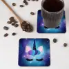 Eenhoorn - Sterren - Magisch - Blauw onderzetter kurk middel -sfeer2