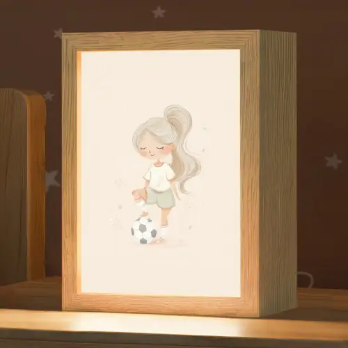 Meisje - Voetbal - Beige Light Box met kabel klein -zzz_3d_website