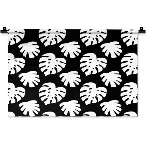 Monstera - Silhouetten - Tropisch - Wit Wandkleed katoen klein 269 -zz3d