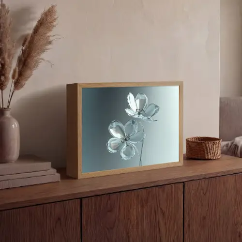 Kristal - Bloemen - Grijs Light Box met batterij (Wandlamp) middel -sfeer2