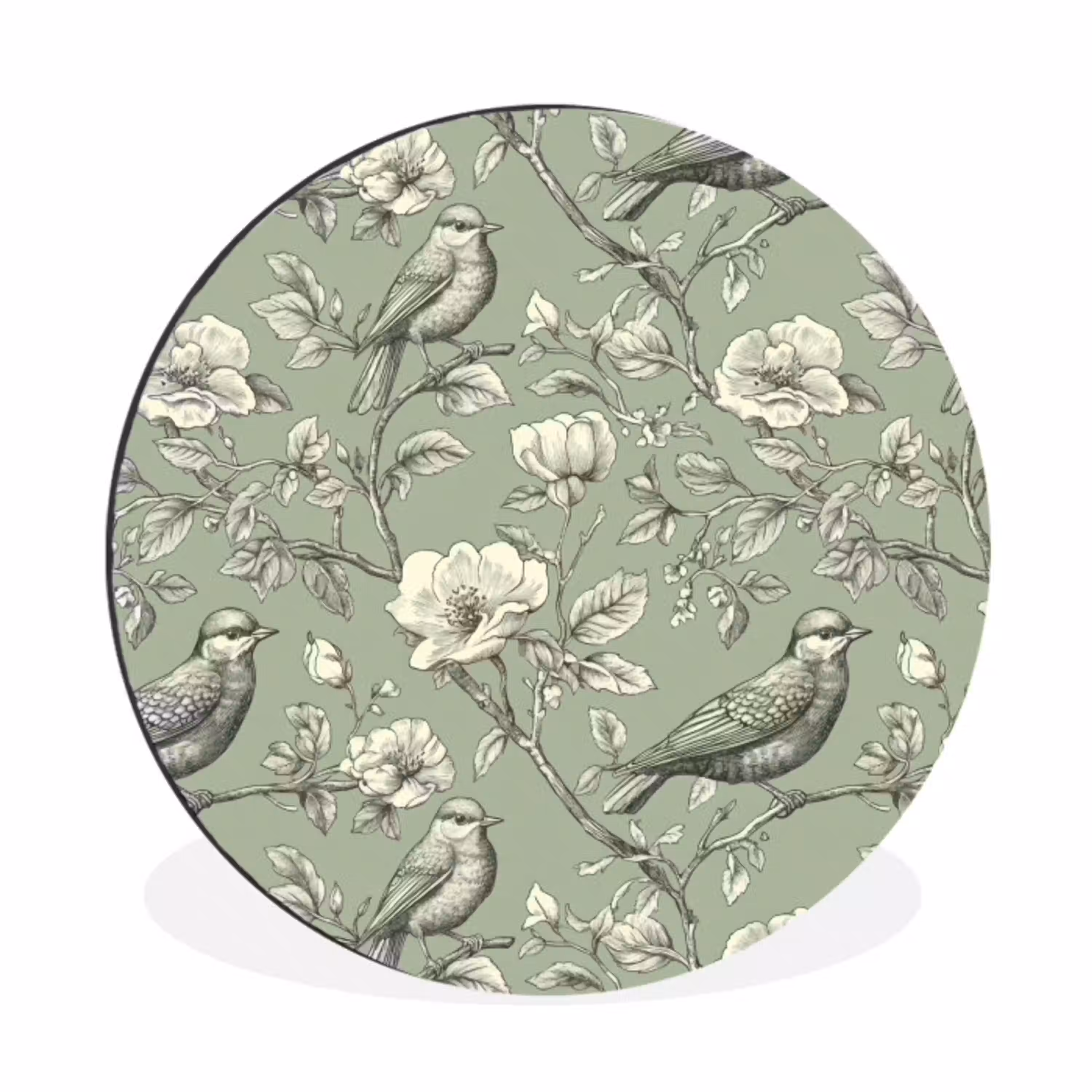 Klassiek - Botanisch - Groen Wandcirkel aluminium klein 190 -3d