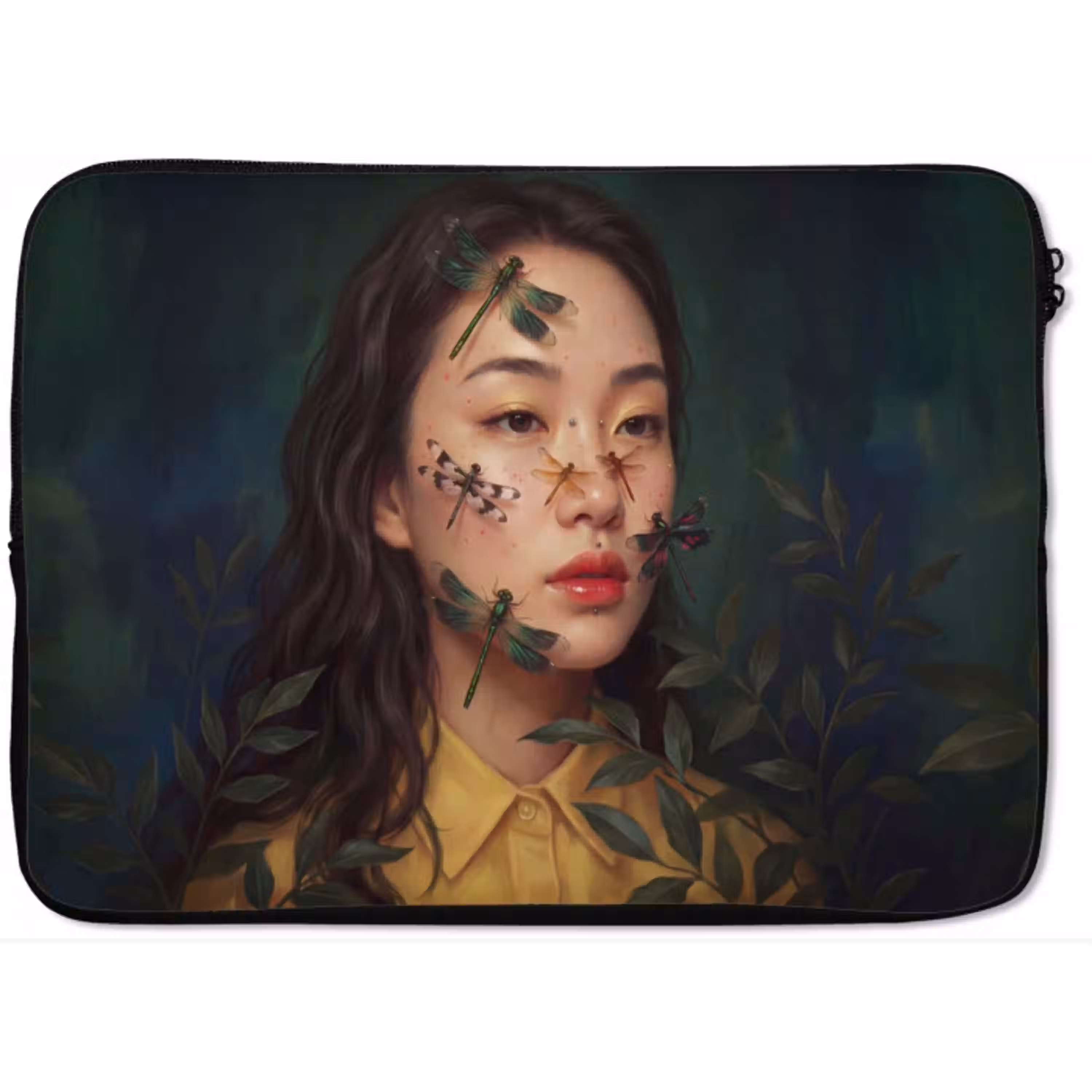 Vrouw - Insecten - Natuur - Portret - Groen laptophoes neopreen klein -zkaufland3dotto