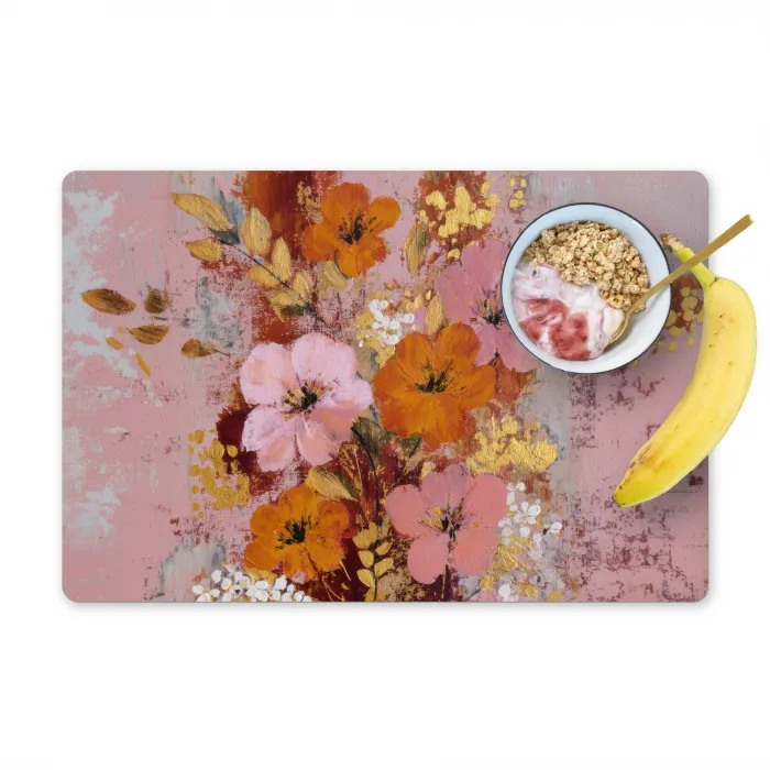 Schilderij - Bloemen - Rustiek - Roze Placemat vinyl groot -zzzproduct_Kitchenyeah-website