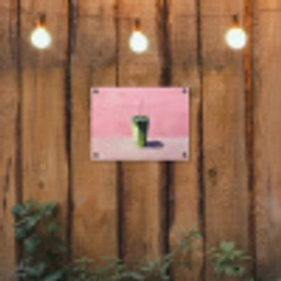 Beker - Rietje - Minimalistisch - Groen tuinposter los doek klein -sfeer1