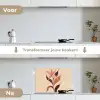 Minimalistisch - Bloem - Bladeren - Beige keuken achterwand spatscherm klein -voor_na_NL