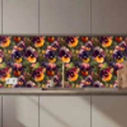 Warm - Patroon - Penseel - Viooltjes keuken achterwand 2 middel 871 zz_3dshopping