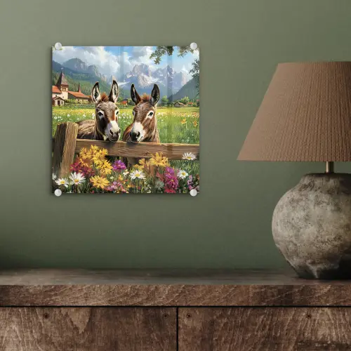 Ezels - Bloemen - Zomers plexiglas 5mm klein -sfeer3