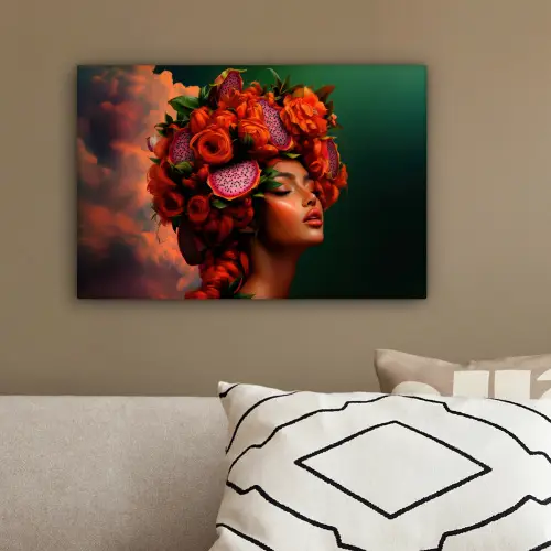 Vrouw - Drankenfruit - Rozen canvas 2cm klein -sfeer3