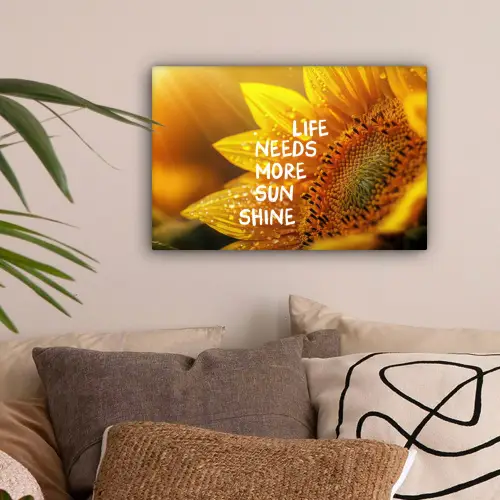 Zonnebloem - Close up - Geel - Quote canvas 2cm klein -sfeer1