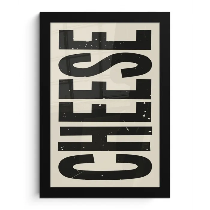 Kaas - Decoratie - Beige - Cheese fotolijst zwart zonder passe partout klein -3d
