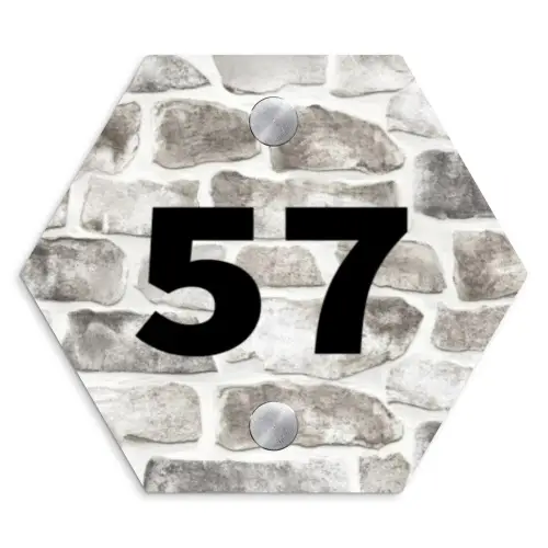 Vierkant - Natuurstenen - Traditioneel Naambord Hexagon klein -3d