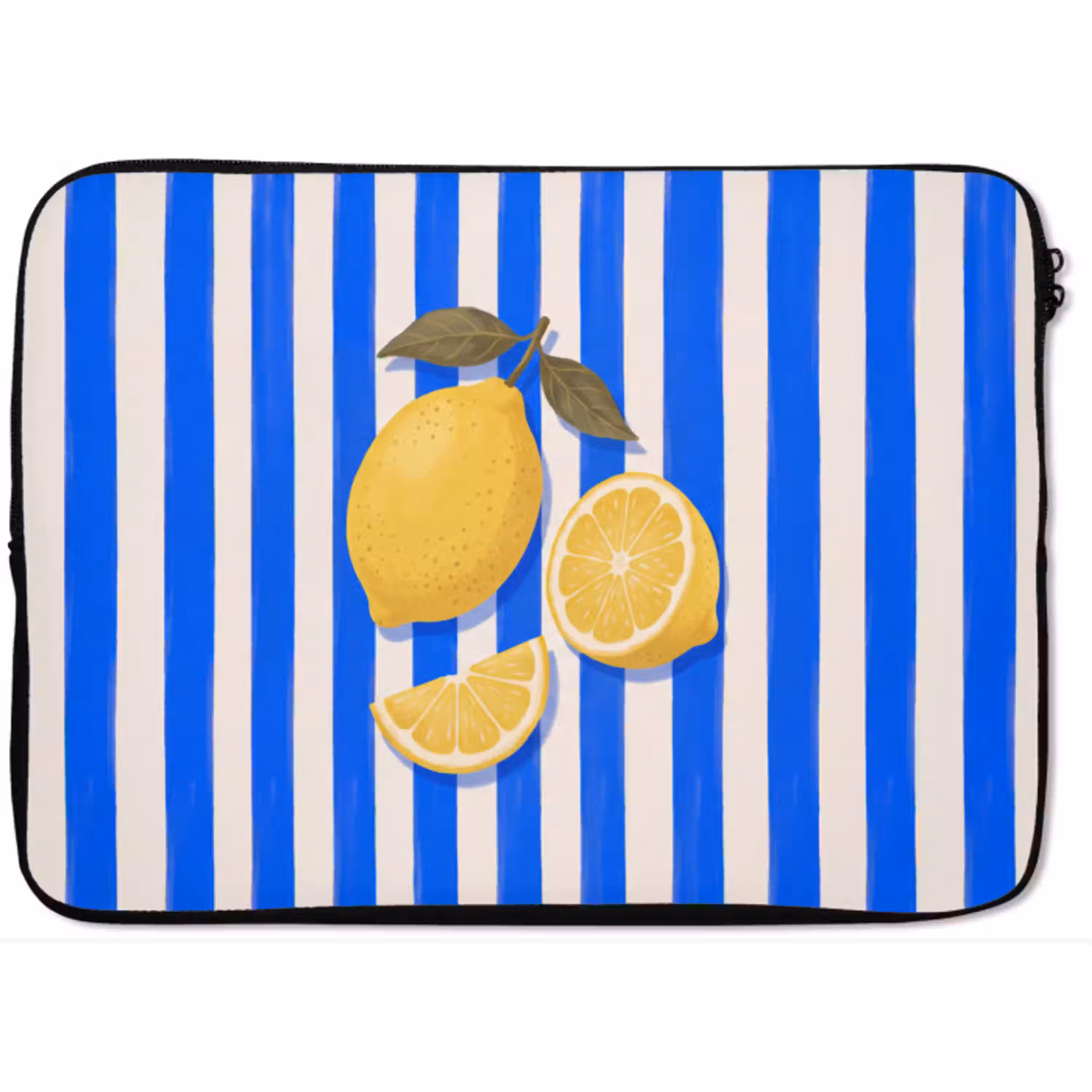 Fruit - Citroen - Zomer - Geel - Blauw laptophoes neopreen klein -zkaufland3dotto