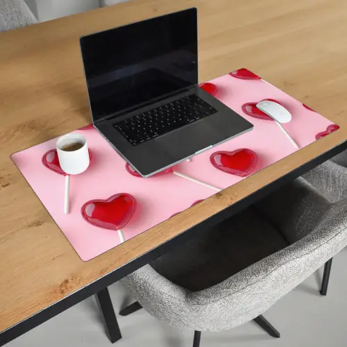 Lollies - Hartjes - Roze Muismat XXL klein -sfeer1