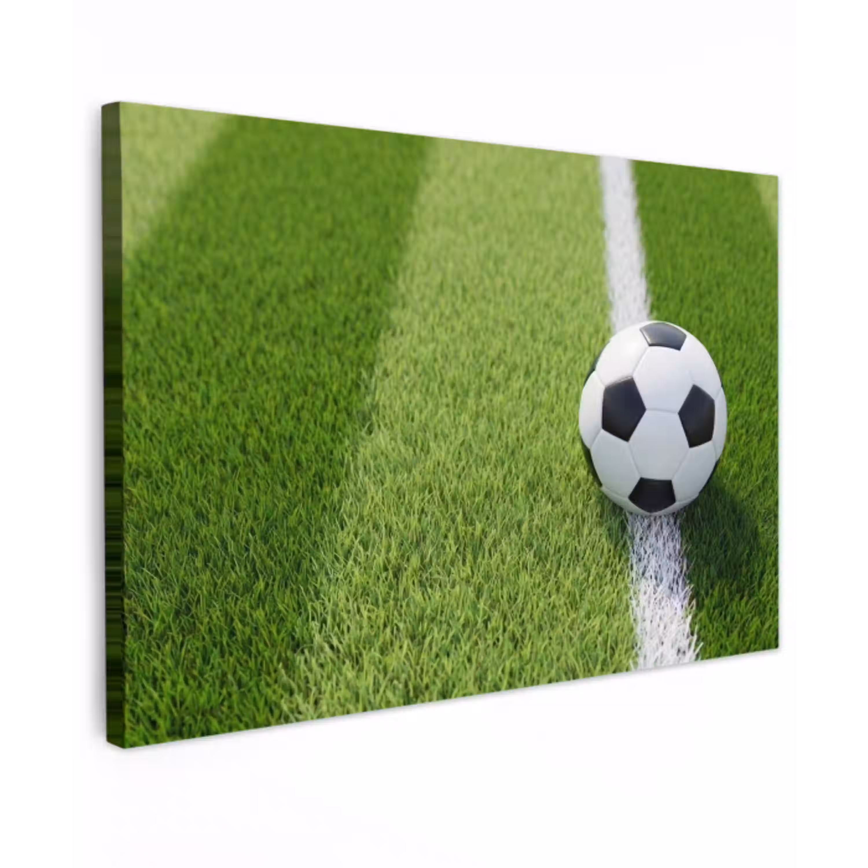 Voetbal - Grasveld - Sport - Groen Tuinposter op houten frame 2 cm dik klein -3d