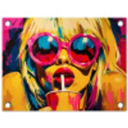 Zonnebril - Roze - Vrouw - Rietje tuinposter los doek klein -3d