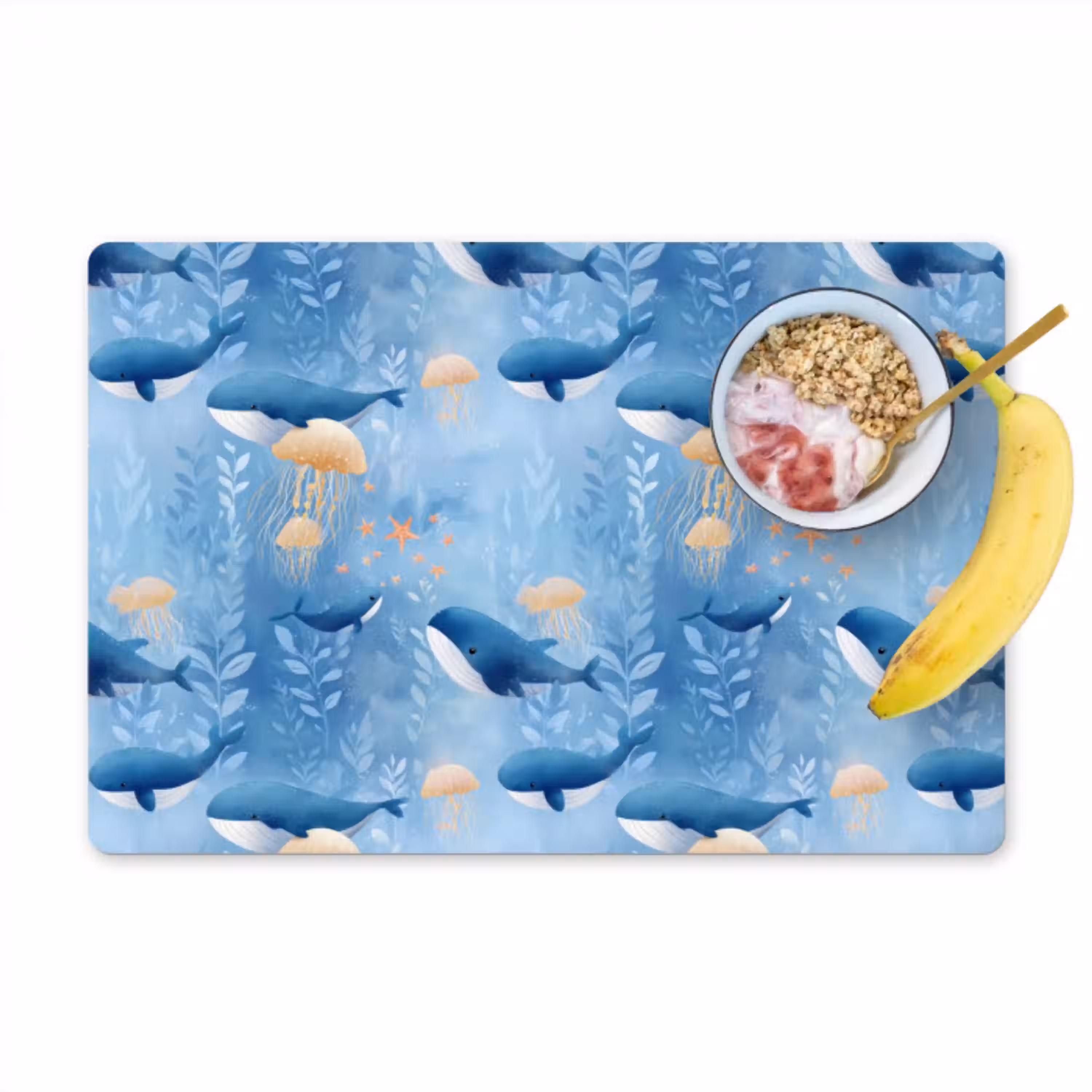 Walvissen - Oceaan - Blauw Placemat vinyl groot 368 -zzzproduct_Kitchenyeah-website