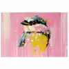 Vogel - Roze - Geel - Blauw poster papier klein -3d