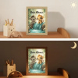 Zebra - Aapje - Waterval - Rotsen Light Box met kabel (Kinderlampje) klein -sfeer3_kind
