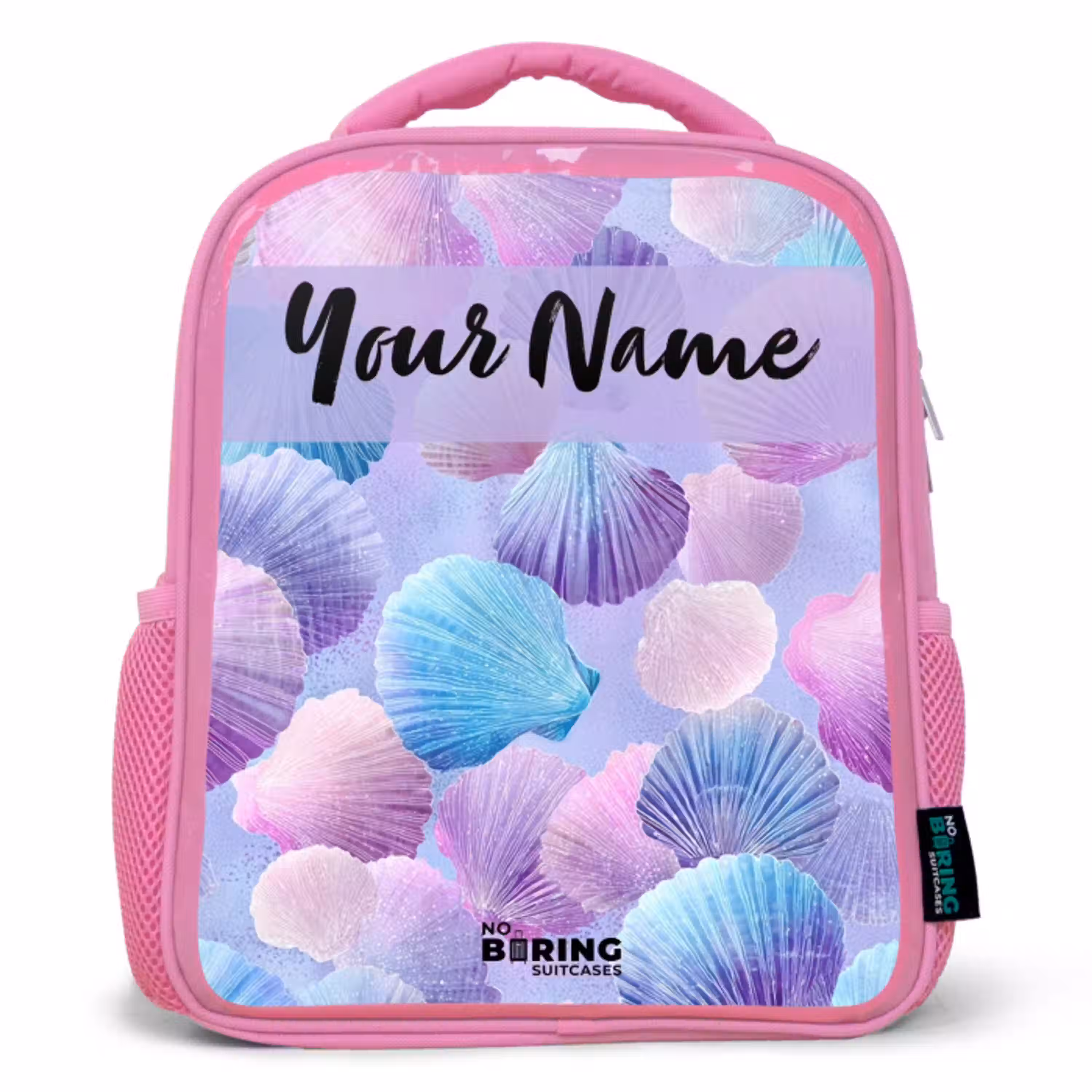 Schelpen - Paars - Blauw - Patroon Kinderrugzak - Roze middel -3d