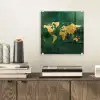 Wereldkaart - Groen - Goud plexiglas 5mm klein -sfeer1