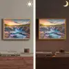 Waterval - Planten - Mos - Landschap - Zonsondergang - Rots Light Box met batterij (Wandlamp) middel -sfeer3