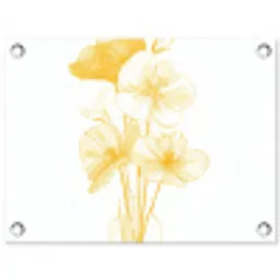 Lijntekening - Bloemen - Geel - Vaas tuinposter los doek klein -3d