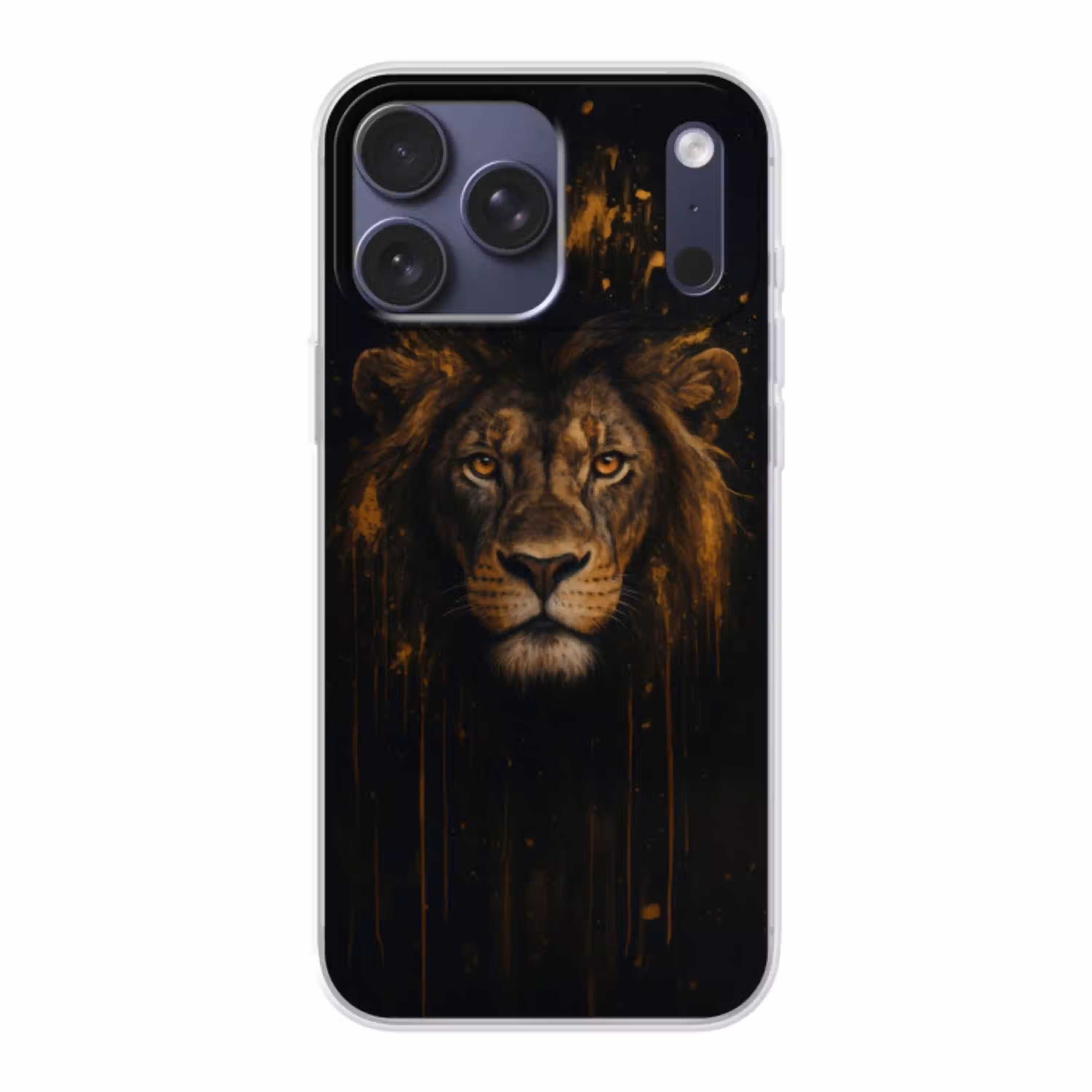 Leeuw - Goud - Druppels Telefoonhoesje iPhone 17 Pro Max klein -3d