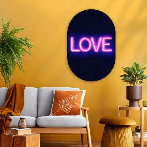 Neon - Love - Valentijn Wandcirkel Ovaal Glas middel -sfeer4
