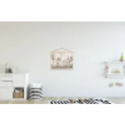 Jungle - Banenboom - Kolibrie - Beige textielposter latten blank klein -kinderkamer