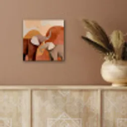 Olifanten - Oranje - Abstract aluminium wit klein -sfeer4