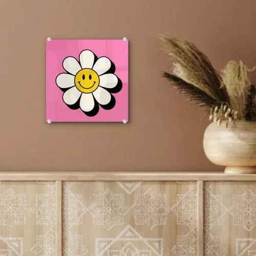 Smiley - Bloem - Roze plexiglas 5mm klein -sfeer5