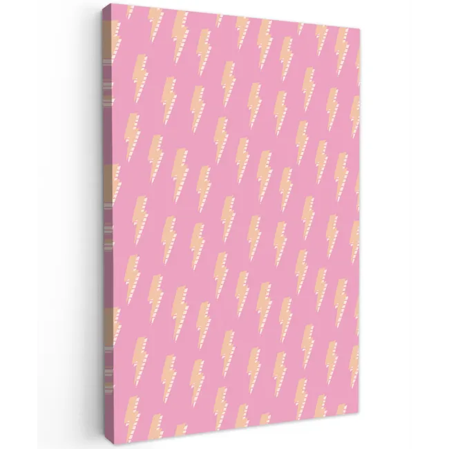 Geel - Bliksem - Roze Tuinposter op houten frame 2 cm dik klein 841 -3d